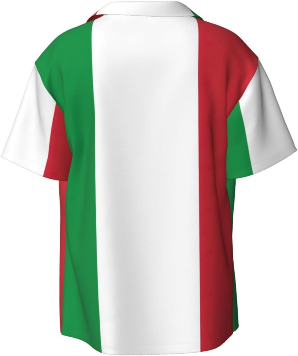Italian Flag Men Shirt Short Sleeved Color Button Down Beach Shirt Tropical Holiday - Image 2